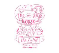 Biblical Lettering me and My House we Will Serve Lettering Stickers 57.6x84.6cm It Won't Fall Off Pink