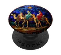 Biblical Three Kings Camel Star Nativity Round Art PopSockets Adhesive PopGrip