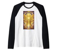 Biblically Accurate Angel Seraphim Stained Glass Raglan Baseball Tee