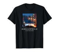 Bibliophile Book Lover Rainy Reading Cozy Aesthetic Value Graphic T-Shirt, Men, Black, L