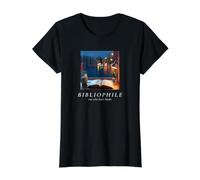 Bibliophile Book Lover Rainy Reading Cozy Aesthetic Value Graphic T-Shirt, Women, Black, M