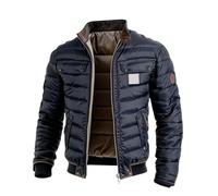 BIBOKAOKE Men's Vintage Quilted Jacket Patchwork Lined Windproof Autumn Winter Work Jacket Outdoor Jacket Hiking Jacket Leisure Jacket Warm Sports Jacket Camping Adventure Everyday, Style#b01 Blue, L