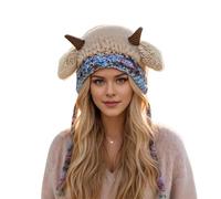 BIBOKAOKE Unisex Stitch Hat Christmas Headgear Thick Warm Winter Hats Christmas Hat Comfortable Winter Hat Thermal Beanie Outdoor Knitted Protection Classic Christmas Hat, Style#x02 Khaki, One Size