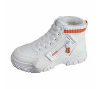 BIBOKAOKE Winter Boots Women's Non-Slip Snow Boots Comfortable Outdoor Shoes Warm Lined Winter Boots Waterproof Short Shaft Boots Increasing Platform Heel Lace-up Boots, Style X02 White, 3.5 UK