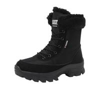 BIBOKAOKE Winter Boots Women's Non-Slip Snow Boots Warm Lined Winter Boots Platform Heel Lace-up Boots Comfortable Outdoor Shoes Waterproof Short Shaft Boots Thermal Boots, Style J02 Black, 8 UK