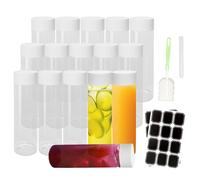 BiBOTLSFLY 16 Pack 500ml 16oz Plastic Juice Bottles with White Lids, Transparent Reusable Empty Drink Bottles Ideal for Water, Juice, Milk and Other Homemade Beverages