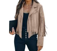 Bibowa Faux Leather Jackets For Women Trendy Cowgirl Outfits Fall Western Fringe Cropped Jacket 2025 Tassel Motorcycle Crop Coats Winter Apricot Xl