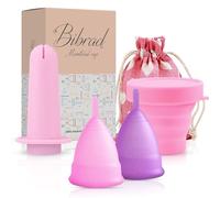 Bibrad Menstrual Cup - 2 Menstrual Cups in Sizes M and L, Applicator, Steriliser and Cotton Carry Bag - 100% Soft Medical Silicone, Washable and Reusable (M-L+APLI)