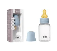 BIBS Baby Bottle 150 ml Natural Rubber Latex Teat - Anti-Colic, BPA-Free, Round Teat, Slow Flow, Lightweight & Easy to Clean, Suitable for Newborns 0+ Years - Baby Blue