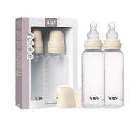 BIBS Baby Bottle 270 ml Silicone Nipple 2 Pack - Anti-Colic, BPA-Free, Round Nipple, Medium Flow, Lightweight & Easy to Clean, Suitable for Newborns 0+ Years - Ivory