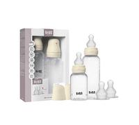 BIBS Baby Bottle Grow & Flow Starter Kit Silicone - Anti-Colic, BPA-Free, Round Nipple, Slow/Medium/Fast Flow, Lightweight & Easy to Clean, Suitable for Newborns 0+ Years - Ivory