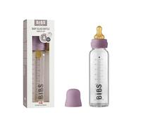 BIBS Baby Glass Bottle. Anti-colic. Round Natural Rubber Latex Nipple. Supports Natural Breastfeeding, 225 ml, Mauve