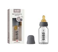 BIBS Baby Glass Bottle. Anti-Colic. Round Natural Rubber Latex Teat. Supports Natural Breastfeeding, 110 ml, Iron