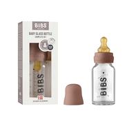 BIBS Baby Glass Bottle. Anti-Colic. Round Natural Rubber Latex Teat. Supports Natural Breastfeeding, 110 ml, Woodchuck