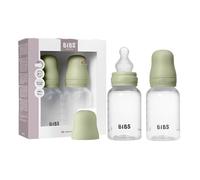 BIBS Baby Plastic Bottle 2-Pack 150ml. Anti-Colic. Round Silicone Nipple. Supports Natural Breastfeeding, Complete Set - 150 ml (Pack of 2), Sage
