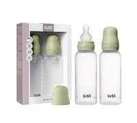 BIBS Baby Plastic Bottle 2-Pack 270ml. Anti-Colic. Round Silicone Nipple. Supports Natural Breastfeeding, Complete Set - 270 ml (Pack of 2), Sage