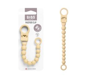 BIBS Beaded Dummy Clip, Fits All BIBS Dummies, Pale Butter | Dummy Chain Holder | Fits All BIBS Dummies | Secure One-Handed Attachment | No More Dropped Dummies