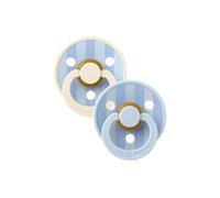 BIBS Block Latex Soothers 6+ months Pack of 2 - Baby Blue & Dusty Blue