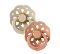 BIBS Boheme Soother 2-Pack. BPA Free. Round Nipple, Natural Rubber Latex, Made in Denmark. Size 1 (0-6 Months), Vanilla/Peach