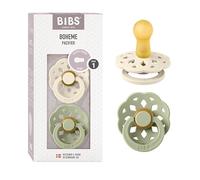 BIBS Boheme Dummy, 0-6 Months, 2-Pack, Round Teat, Ivory/Sage