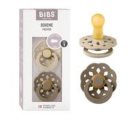 BIBS Boheme Dummy, 0-6 Months, 2-Pack, Round Teat, Vanilla/Dark Oak