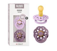 BIBS Boheme Dummy, 0-6 Months, 2-Pack, Round Teat, Violet Sky/Mauve