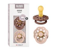 BIBS Boheme Dummy, 0-6 Months, 2-Pack, Round Teat, Woodchuck/Blush