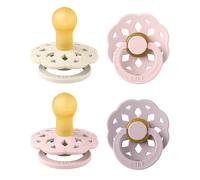 BIBS Boheme Dummy, 0-6 Months, 4-Pack, Round Teat, Blossom Mix