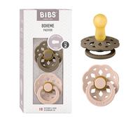 BIBS Boheme Dummy, 6-18 Months, 2-Pack, Round Teat, Dark Oak/Blush