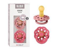 BIBS Boheme Dummy, 6-18 Months, 2-Pack, Round Teat, Dusty Pink/Coral