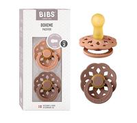 BIBS Boheme Soother 2-Pack. BPA Free, Round Nipple. Natural Rubber Latex, Made in Denmark. Size 2 (6-18 Months), Peach/Woodchuck