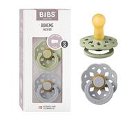 BIBS Boheme Dummy, 6-18 Months, 2-Pack, Round Teat, Sage/Cloud