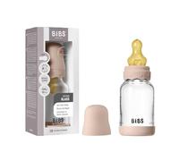 BIBS Boheme Glass Baby Bottle, 120 ml, 1-Pack, Blush | Anti-Colic | Natural Rubber Latex Teat | Slow Flow | Supports Breastfeeding | Made in Denmark | Familiar BIBS Teat