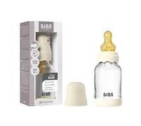 BIBS Boheme Glass Baby Bottle, 120 ml, 1-Pack, Ivory | Anti-Colic | Natural Rubber Latex Teat | Slow Flow | Supports Breastfeeding | Made in Denmark | Familiar BIBS Teat