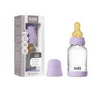 BIBS Boheme Glass Baby Bottle, 120 ml, 1-Pack, Violet Sky | Natural Rubber Latex Teat | Anti-Colic | Slow Flow | Supports Breastfeeding | Made in Denmark | Familiar BIBS Teat