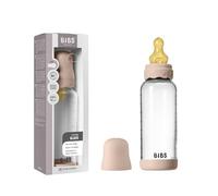 BIBS Boheme Glass Baby Bottle, 240 ml, 1-Pack, Blush | Anti-Colic | Natural Rubber Latex Teat | Medium Flow | Supports Breastfeeding | Made in Denmark | Familiar BIBS Teat