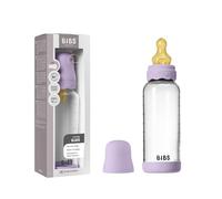 BIBS Boheme Glass Baby Bottle, 240 ml, 1-Pack, Violet Sky | Natural Rubber Latex Teat | Anti-Colic | Medium Flow | Supports Breastfeeding | Made in Denmark | Familiar BIBS Teat