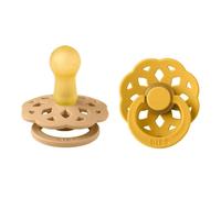 BIBS Boheme Pacifiers 2 Pack BPA Free Cherry Shape Nipple Natural Rubber Latex Made in Denmark 0-6 Months (2 Pack) Desert Sand / Honey Bee