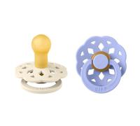 BIBS Boheme Soother 2-Pack, BPA Free Dummy Pacifier, Round Nipple. Natural Rubber Latex, Made in Denmark, Size 1 (0-6 Months), Ivory/Hush