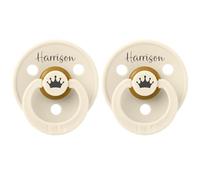 Bibs Colour *2-Pack* Personalised Dummy Pacifier Soother, Name & Crown