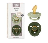 BIBS Colour Anatomical Dummies 2-Pack, BPA Free Dummy Pacifier, Orthodontic Nipple. Natural Rubber Latex, Made in Denmark. 6-18 Months (Pack of 2), Sage/Hunter Green