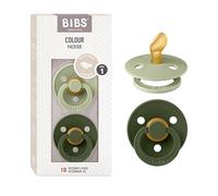 BIBS Colour Anatomical Dummies 2-Pack, BPA Free Dummy Pacifier, Orthodontic Nipple. Natural Rubber Latex, Made in Denmark. 0-6 Months (Pack of 2), Sage/Hunter Green