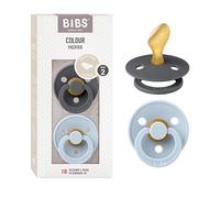 BIBS Colour Anatomical Dummies 2-Pack, BPA Free Dummy Pacifier, Orthodontic Nipple. Natural Rubber Latex, Made in Denmark. 6-18 Months (Pack of 2), Iron/Baby Blue