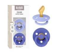 BIBS Colour Anatomical Dummies 2-Pack, BPA Free Dummy Pacifier, Orthodontic Nipple. Natural Rubber Latex, Made in Denmark, Size 2 (6-18 Months), Hush/Grape