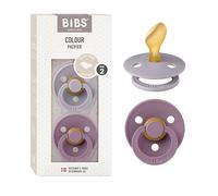 BIBS Colour Anatomical Soother 2-Pack, BPA Free Dummy Pacifier, Orthodontic Nipple. Natural Rubber Latex, Made in Denmark. 6-18 Months (Pack of 2), Fossil Grey/Mauve