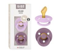 BIBS Colour Anatomical Soother 2-Pack, BPA Free Dummy Pacifier, Orthodontic Nipple. Natural Rubber Latex, Made in Denmark, Size 2 (6-18 Months), Violet Sky/Mauve