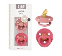 BIBS Colour Dummy, 0-6 Months, 2-Pack, Anatomical Teat, Dusty Pink/Coral | Natural Rubber Latex | Size 1 | BPA-Free | Made in Denmark | High Teat Acceptance | Airflow Holes | Comfort Shield