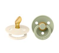 BIBS Colour Dummy, 0-6 Months, 2-Pack, Anatomical Teat, Ivory/Sage | Natural Rubber Latex | Size 1 | BPA-Free | Made in Denmark | High Teat Acceptance | Airflow Holes | Comfort Shield