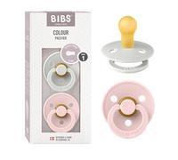 BIBS Colour Dummy, 0-6 Months, 2-Pack, Round Teat, Haze/Blossom