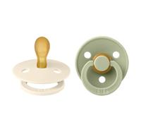 BIBS Colour Dummy, 0-6 Months, 2-Pack, Symmetrical Teat, Ivory/Sage | Natural Rubber Latex | Size 1 | BPA-Free | Made in Denmark | High Teat Acceptance | Airflow Holes | Comfort Shield